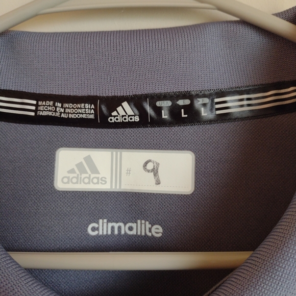 Adidas Men's Polo Shirt Grey Striped Short Sleeve Size L Collegiate Team issued - Picture 4 of 4